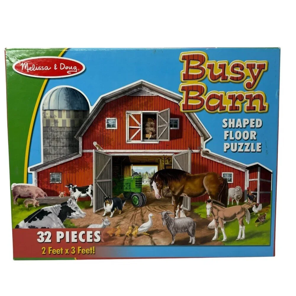 Melissa & Doug Busy Barn Large Floor Puzzle Farm 2 Feet X 2 Feet 32 Pieces
